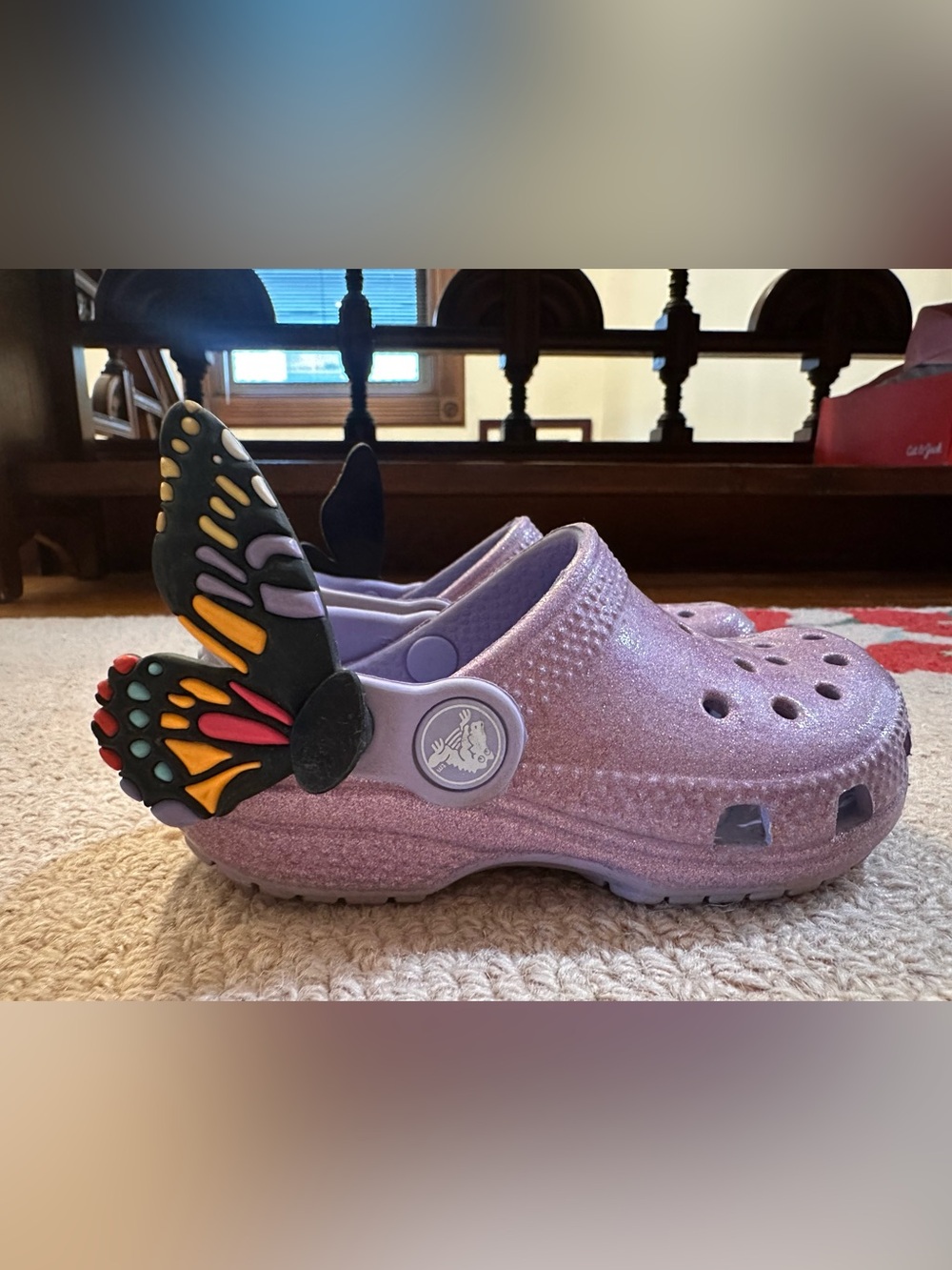 Kids Glitter Butterfly Crocs in Lavender